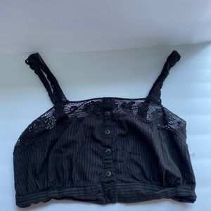 Urban outfitters lace button up crop top tank M
